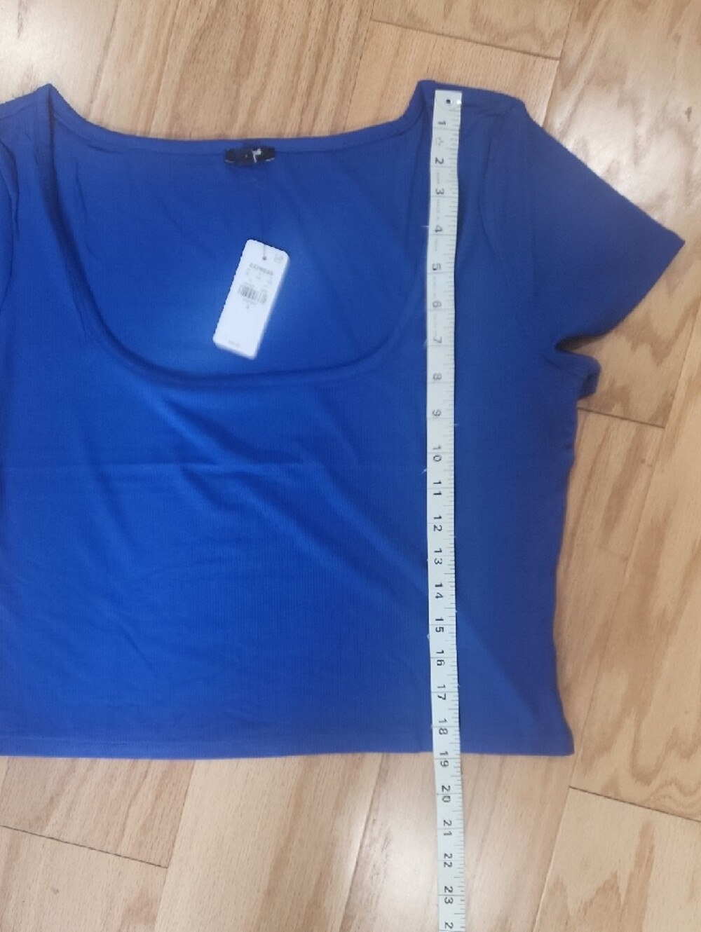 Express Fitted Ribbed Square Neck Crop Top Cobalt Blue XL NwT - Picture 7 of 16